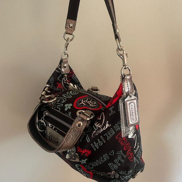 COACH POPPY GRAFFITI LUREX SATCHEL BAG #16200 - Picture 7 of 16